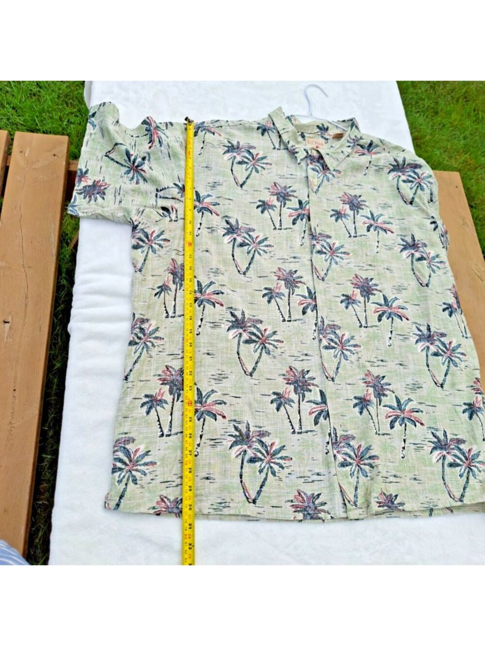 RedHead Mens Hawaiian Shirt 2XL Green Palm Tree Tropical Short Sleeve Camp Yoke